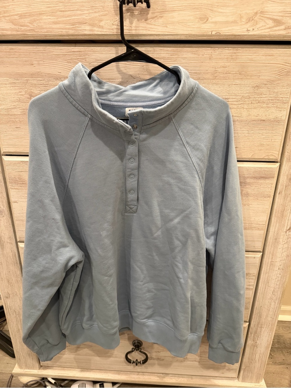 Women's Snap Mockneck Popover Sweatshirt - Parke x Target Light Blue L/XL - Picture 2 of 4